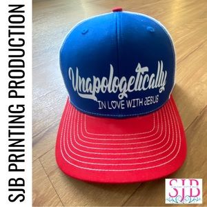 SJB Unisex Trucker Hat Red White Blue “Unapologetically In Love With Jesus”